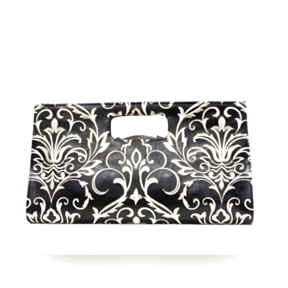 LIZ SOTO VINTAGE PAISLEY EMBROIDERED LEATHER CLUTCH WITH HIDDEN CROSSBODY CHAIN - Picture 1 of 14